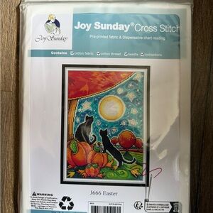 “Easter" Counted Cross Stitch black Cat  Kit by Joy Sunday - Color Coded Chart T